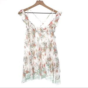 VICTORIA'S SECRET Sheer Floral Ruffle Lace Babydoll Slip Nighty M